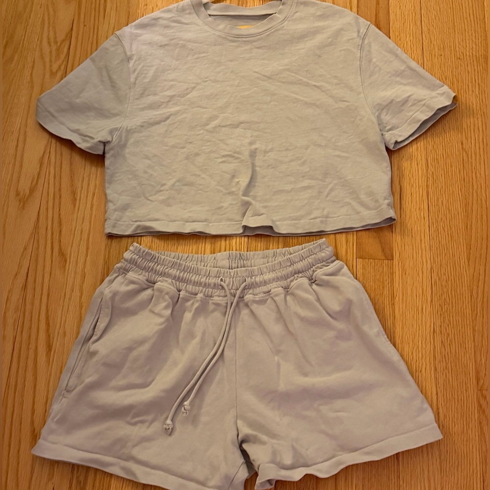 yellow label cow light blue sweat set